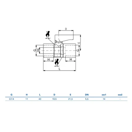 Zawór kulowy mini GW 1/4-GW 1/4